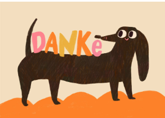 Postkarte Danke Dackel von Slinga Illustration