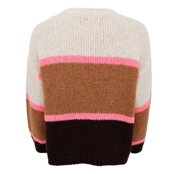 BLACK COLOUR Pullover BCHILDUR 1234-CA - kamel-neon-pink-creme-kaffee gestreift