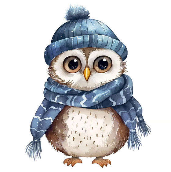 Serviette | Papier-/ Lunchserviette - blue winter owl