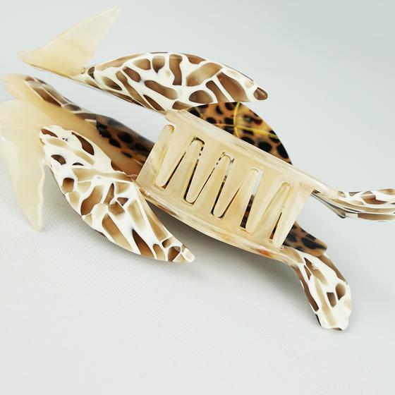 goldmarie Haarklammer SCHILDKRÖTE - braun-beige - 11cm