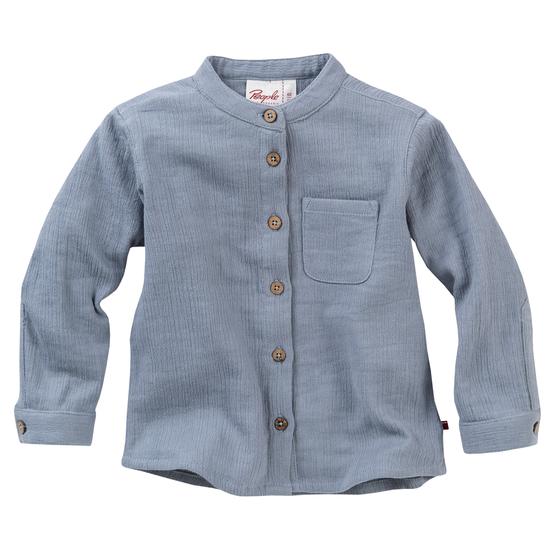 People wear Organic Musselin Hemd Blaugrau