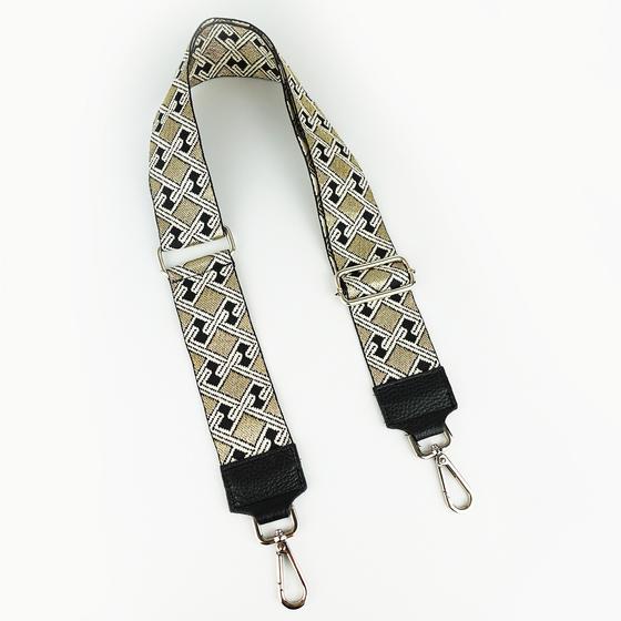 goldmarie Taschenriemen ARTDECO Muster schwarz-gold-weiß