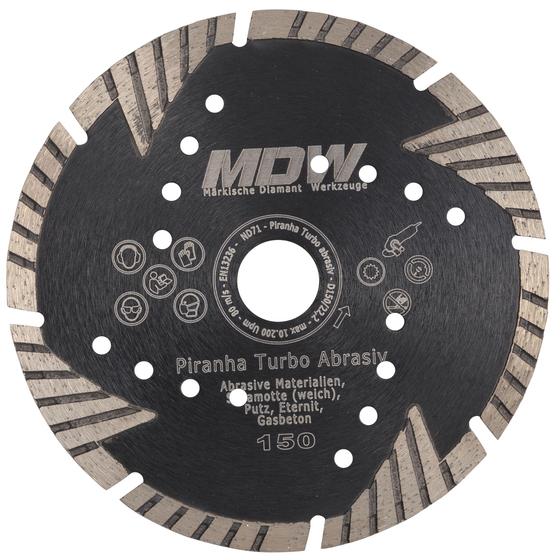 Diamant Trennscheibe <br> Ø 125 - 150 mm <br> Typ Piranha abrasiv <br> für weiche Baustoffe