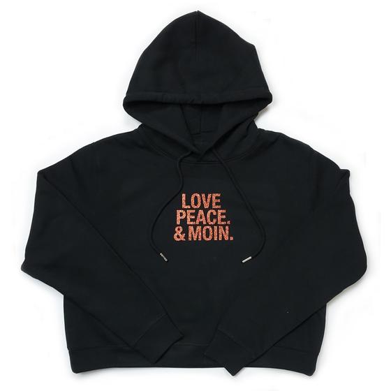 goldmarie Hoodie Short LOVE PEACE MOIN - schwarz-kupfer mit Glitzer 