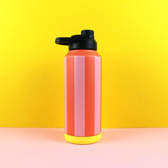 ava&yves Trinkflasche Stripes Feuerrot Rose Gelb 1000ml
