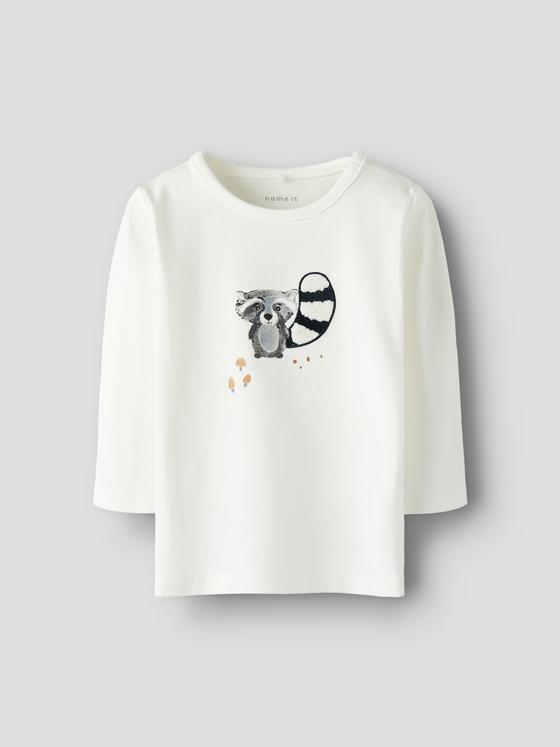 Name it Langarmshirt Waschbär Cloud Dancer