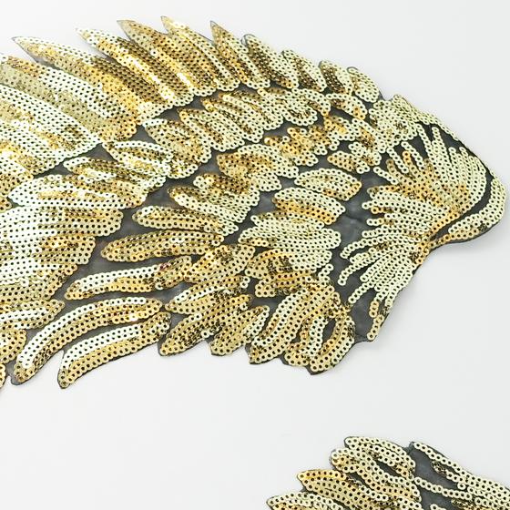 goldmarie Pailletten Patches FLÜGEL PAAR - gold - 15x33cm