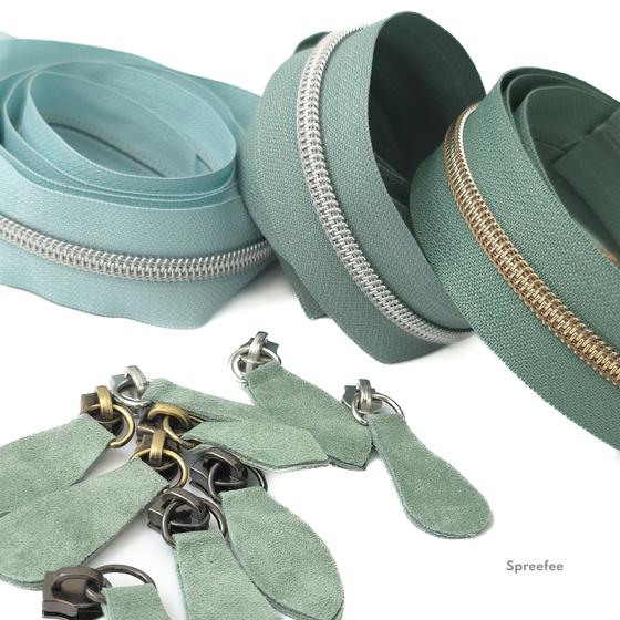 Design Leder-Zipper verschiedene Formen  - mint