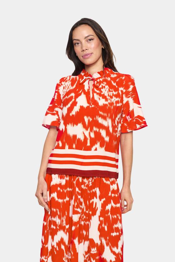 SAINT TROPEZ Blusen Blusen Shirt KhloeSZ 30514031 - gemustert - orange-rot-rose 
