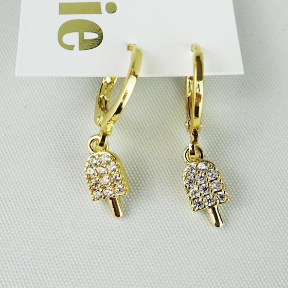 goldmarie Ohrringe EIS AM STIEL Anhänger mit Strass - Stahl vergoldet 
