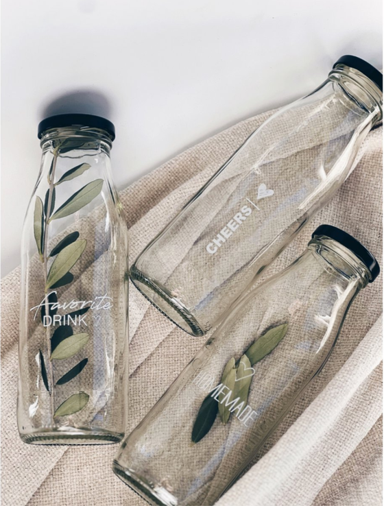 Geschenkset | 6er Set Limoflaschen Cheers - Homemade - Favorite Drink/ schwarz