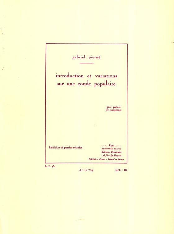 Introduction Et Variations Sur