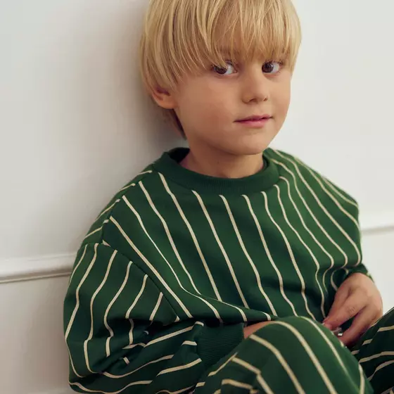 Müsli by Green Cotton Sweatshirt Streifen Green Gables Oak