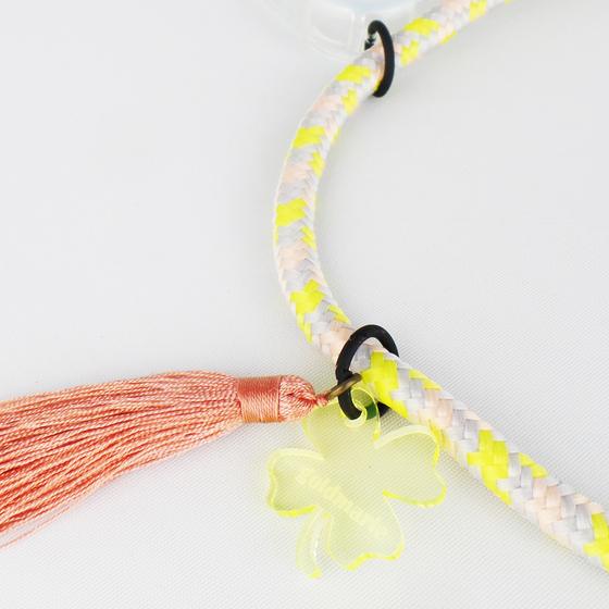 goldmarie Handykette KLEEBLATT DEERN rose-grau-neongelb 