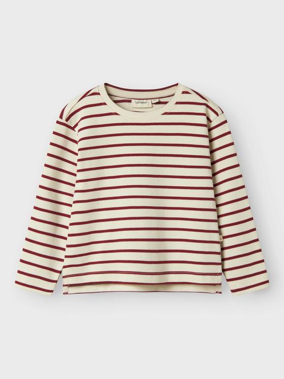 Lil' Atelier Langarm Shirt Streifen Turtledove Red Dahlia