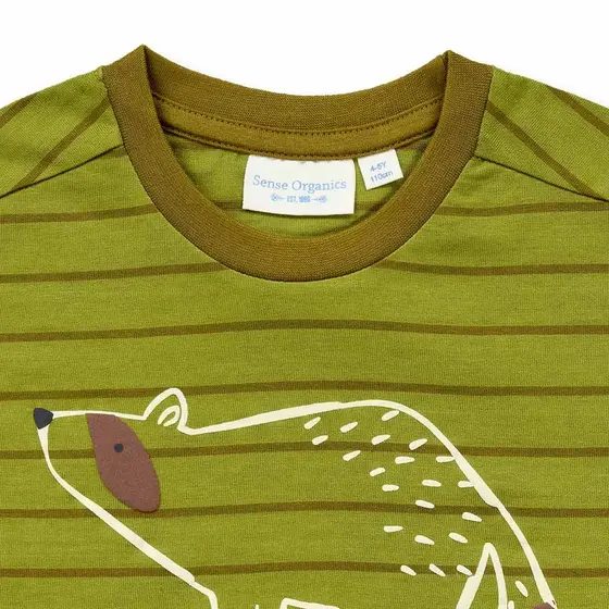 Sense Organics Langarmshirt Luke Farngrün Olive Geringelt 