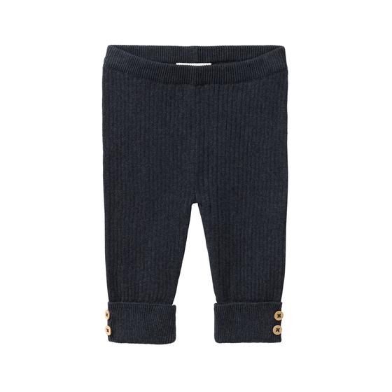 People wear Organic Strick Hose Mélange Dunkelblau  