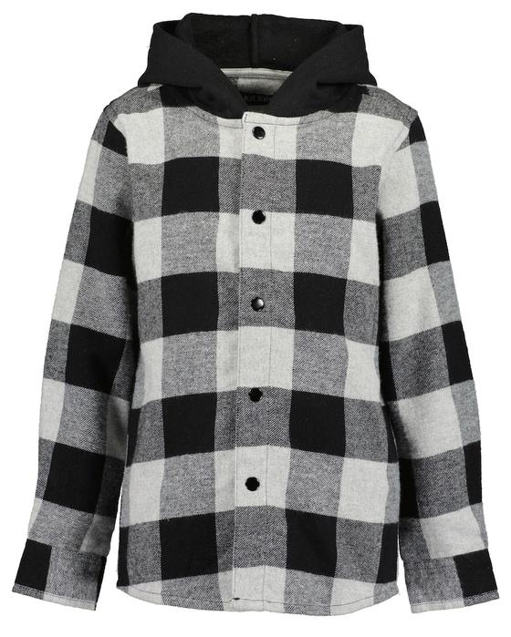 Karohemd mit Kapuze, reine Baumwolle