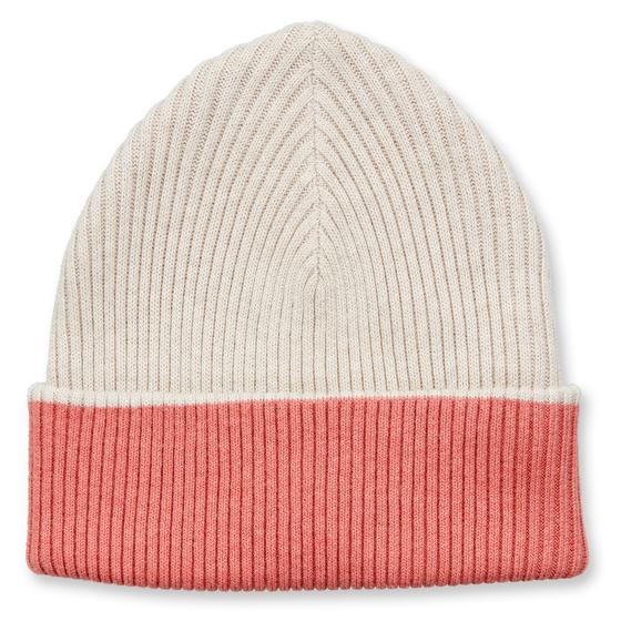 Wende-Strickbeanie, Biobaumwolle, GOTS-zertifiziert, oatmeal/pink