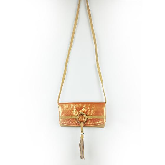 goldmarie Handtasche & Portemonnaie SNAKE WALLET - mit Fransenbommel - Painted Edition - Leder vintage kupfer metallic