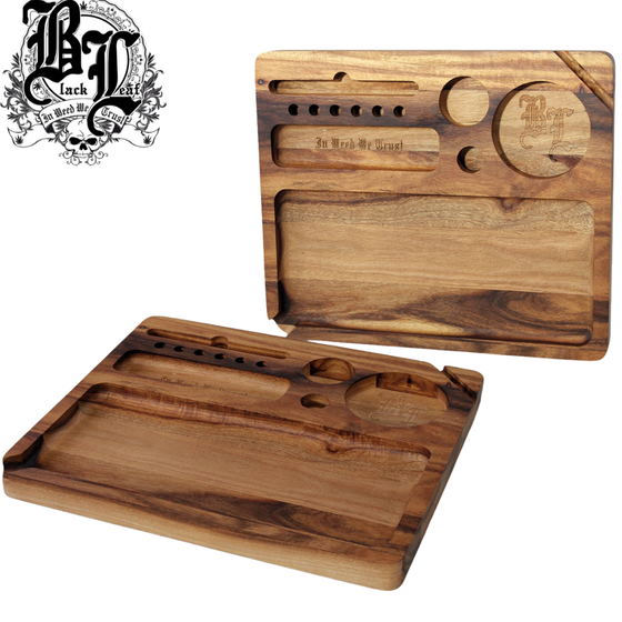 Rolling Tray, Black Leaf®, Akazienholz
