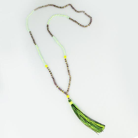 goldmarie Kette LOVE BABE mit Fransenbommel - mint-grün-lemon-malve