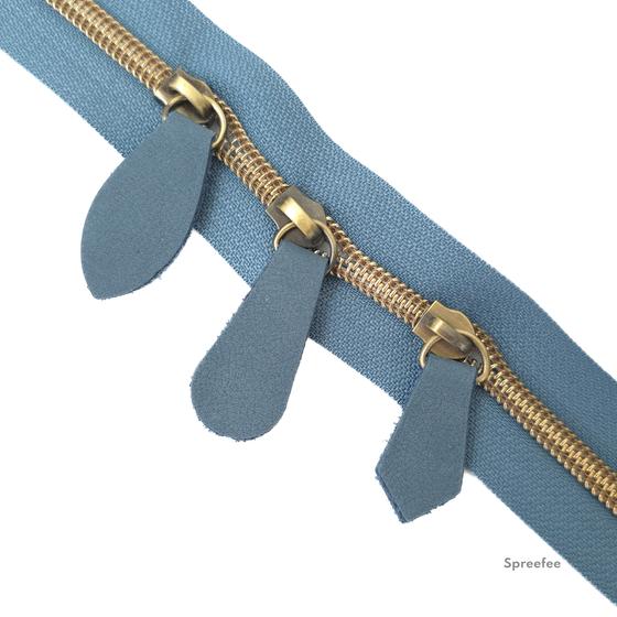 Handgemachter Lederzipper denimblau für Breite Reißverschlüsse bei Spreefee kaufen