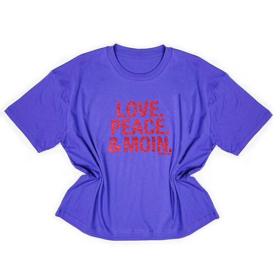 goldmarie LOVE PEACE MOIN T-Shirt - blau-rot mit Glitzer 