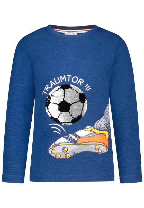 Langarmshirt "Fußball" mit Wendepailletten, deep blue