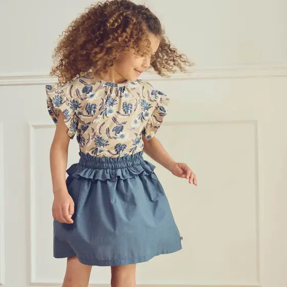 Müsli by Green Cotton Frill Skirt Chambray