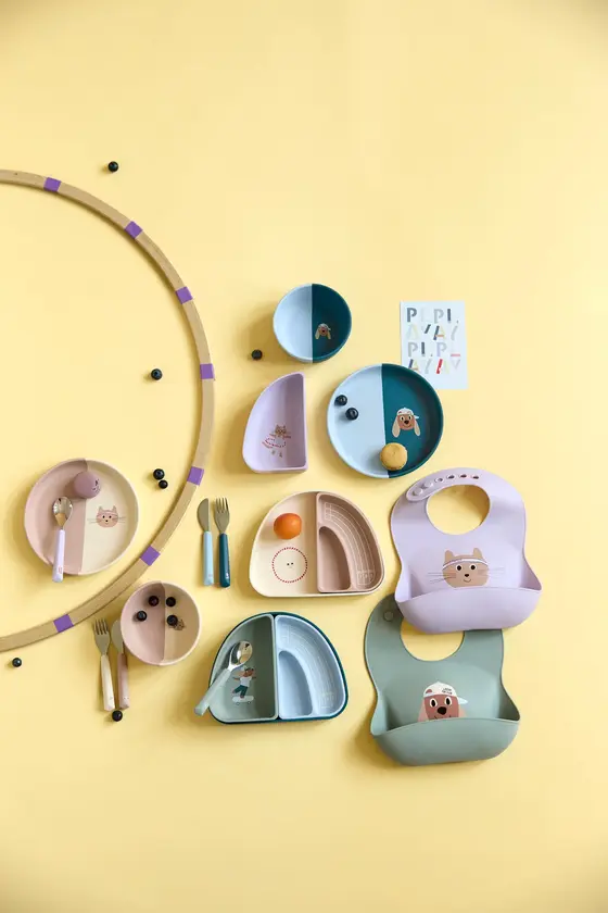 Lässig Kinderbesteck - Cutlery mit Silikongriff Tiny Team Katze 