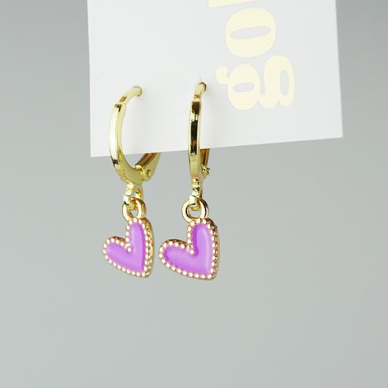 goldmarie Ohrringe Mini HerzL Anhänger - Stahl vergoldet - lila 