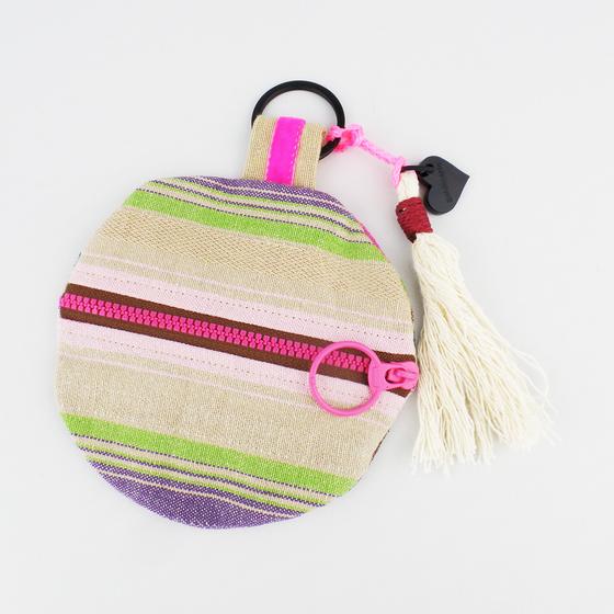 goldmarie Canvas Mini Bag ROUND bunt-beige Streifen 12cm