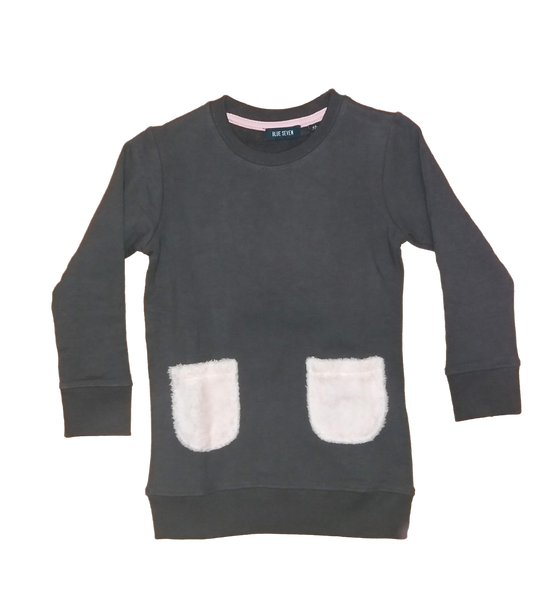 Kuscheliges Sweatkleid mit Puscheltaschen, Baumwolle, 2 Farben