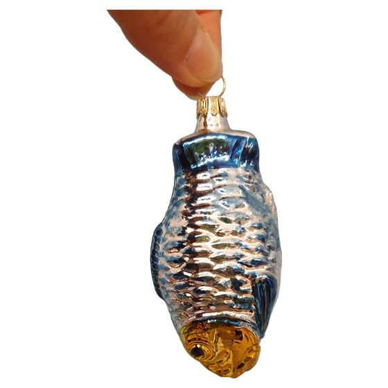 Glasornament Fisch Blau Gold aus Thüringen