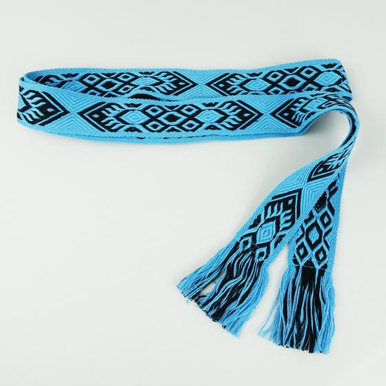 SOAKED Gürtel WILLOW BELT 30402058 - gemustert mit Fransen - -schwarz-hellblau 