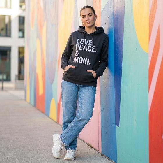 goldmarie LOVE PEACE MOIN Hoodie Gabi dunkelgrau-silber