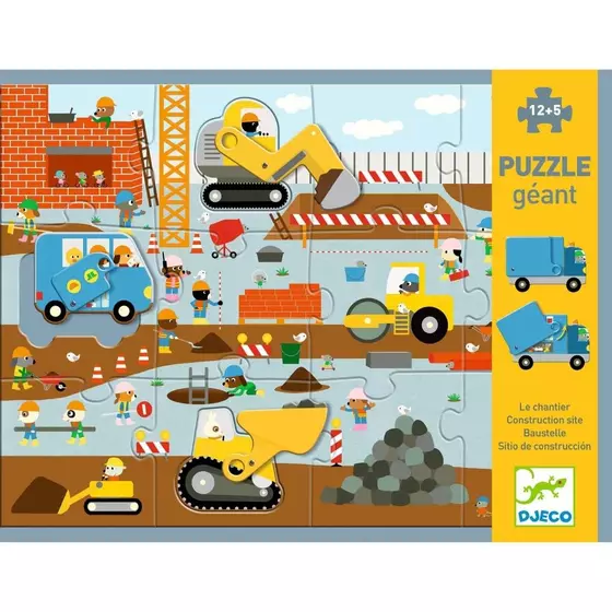 Djeco Bodenpuzzle Baustelle 12+5 Teile