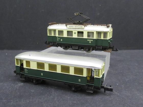 Arnold 2963+2973 ET 184 DRG Überlandstraßenbahn + Beiwagen EB  grün Spur N