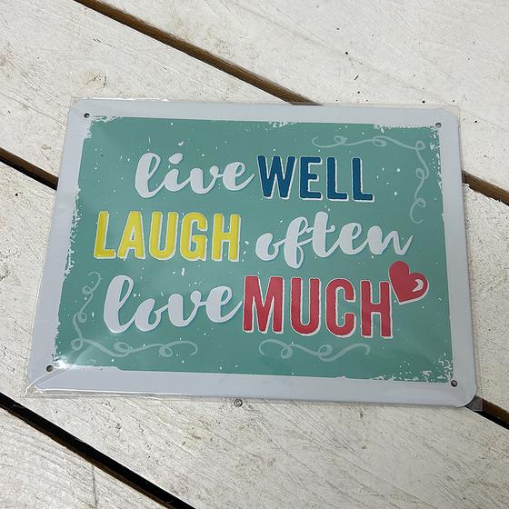 Blechschild Live, laugh, love - 20 x 15 cm