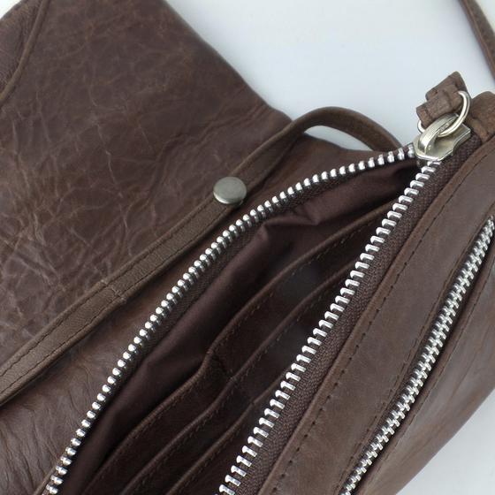 goldmarie Handtasche CHAIN WALLET Leder braun-silber