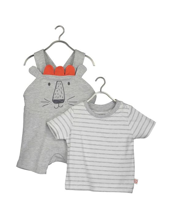 Weiches Set "Leo", T-Shirt und Latzhose, grau