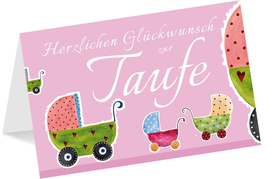 Klappkarte "Herzlichen Glückwunsch zur Taufe", rosa