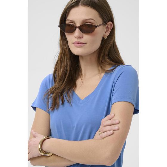 SOAKED IN LUXURY T-Shirt SLColumbine V-Neck 30404284 - kornblumen blau