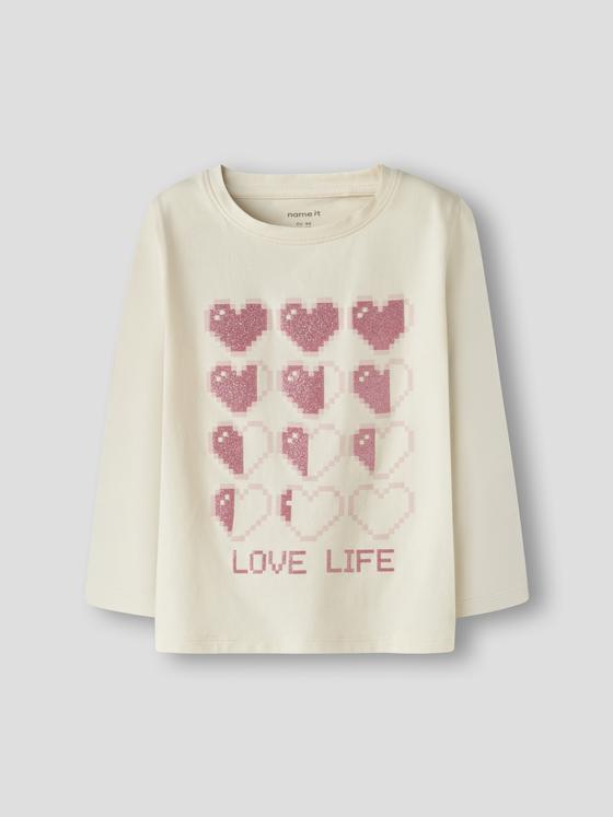 Name It Langarmshirt Heart  Antique White