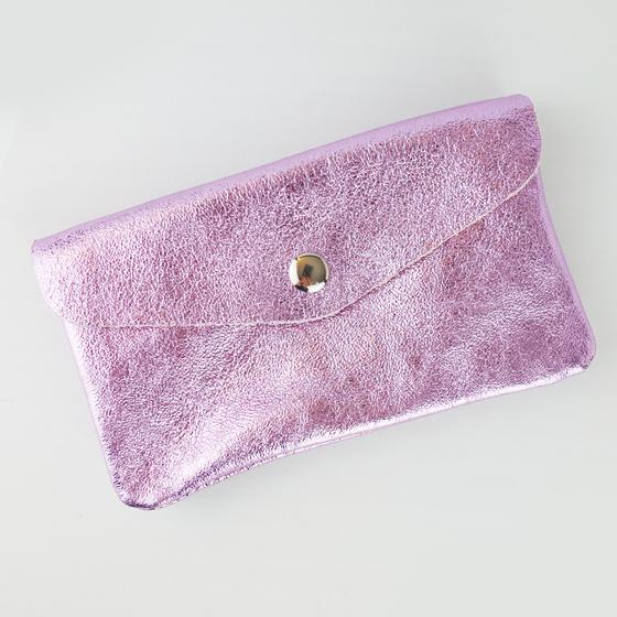 goldmarie Britt-Portemonnaie LOVE PEACE MOIN lilac Neon Label - Leder rosa metallic - 15x9cm