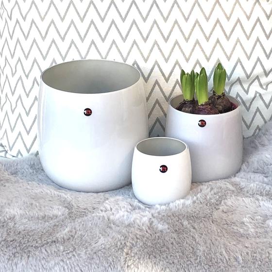 Mel Vase "Happy Spring" mittel, hellgrau