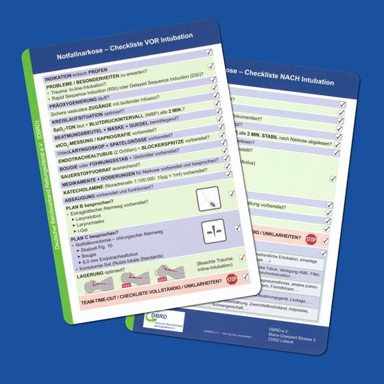 Taschenkarte - Notfallnarkose, beide Seiten