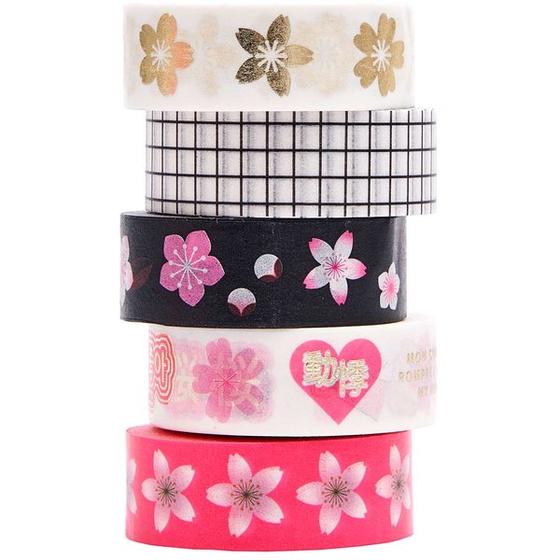 RICO DESIGN Tape 5er Set Klebeband Manga Muster - bunt 