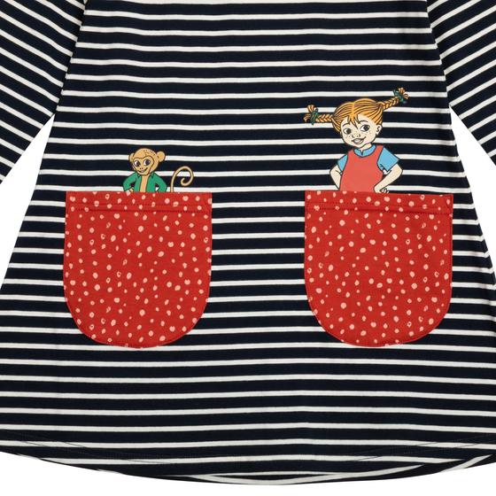 Kleid "Pippi Langstrumpf", blau-gestreift, Biobaumwolle